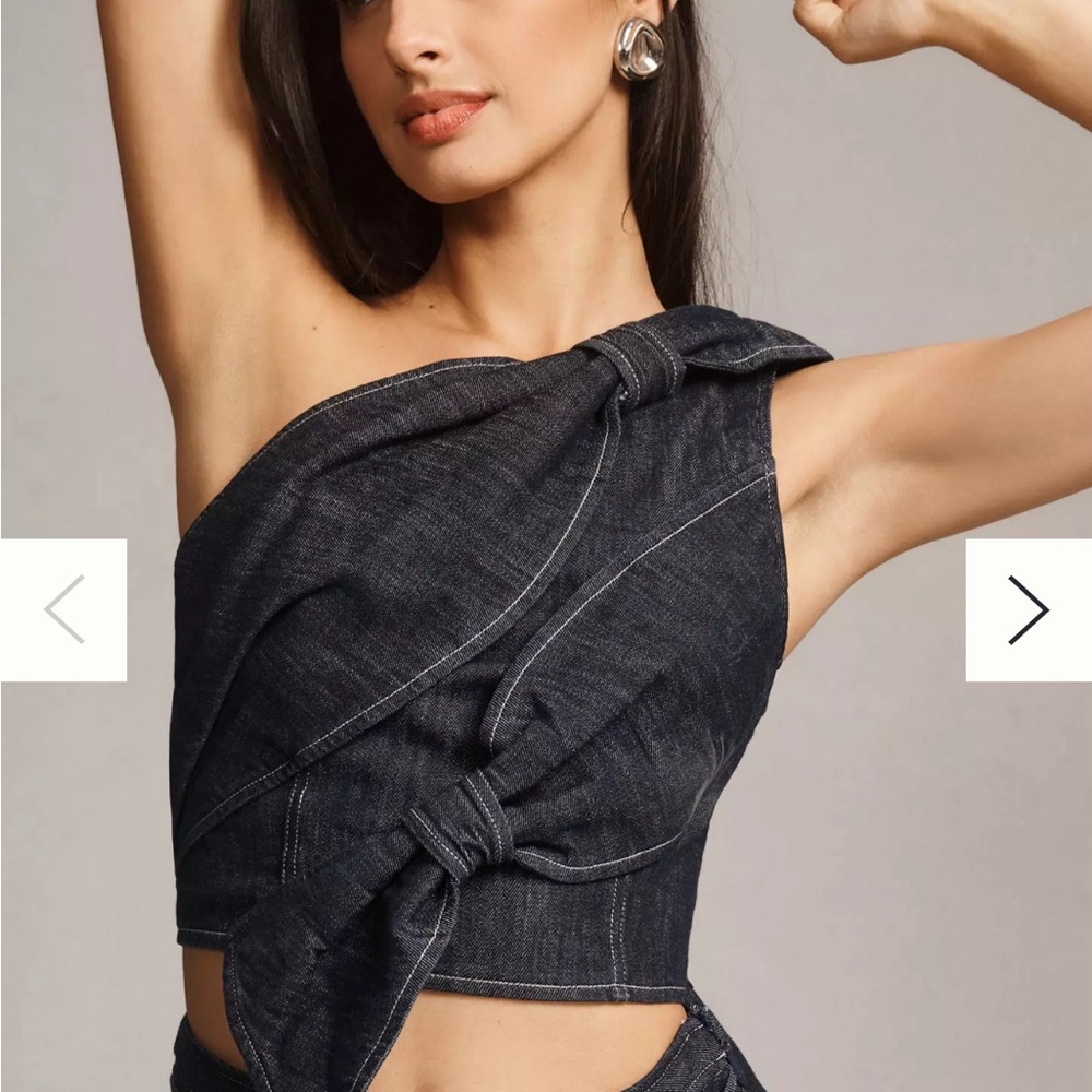 Stylish Black Denim One-Shoulder Top